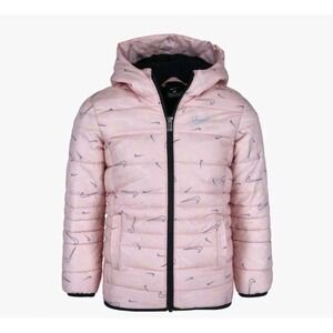 NWT Nike Little Kids' Full-Zip Puffer Jacket  (36H883 A9Y) Pink Foam Size 4/XS